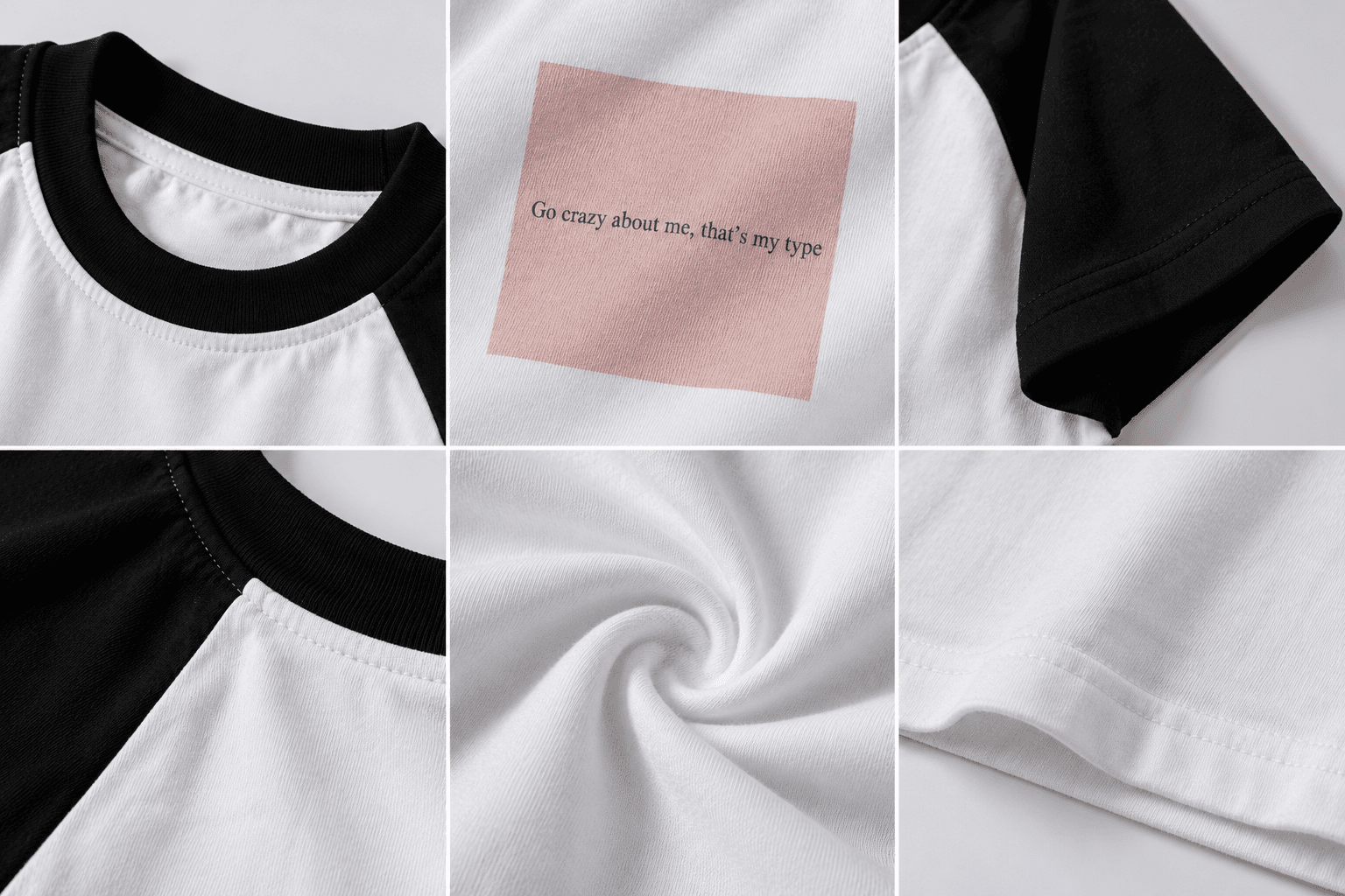 Fabric and print details of the Design 01 raglan tee