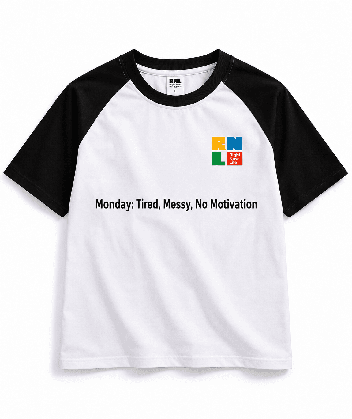 Front product view of the Design 04 raglan tee