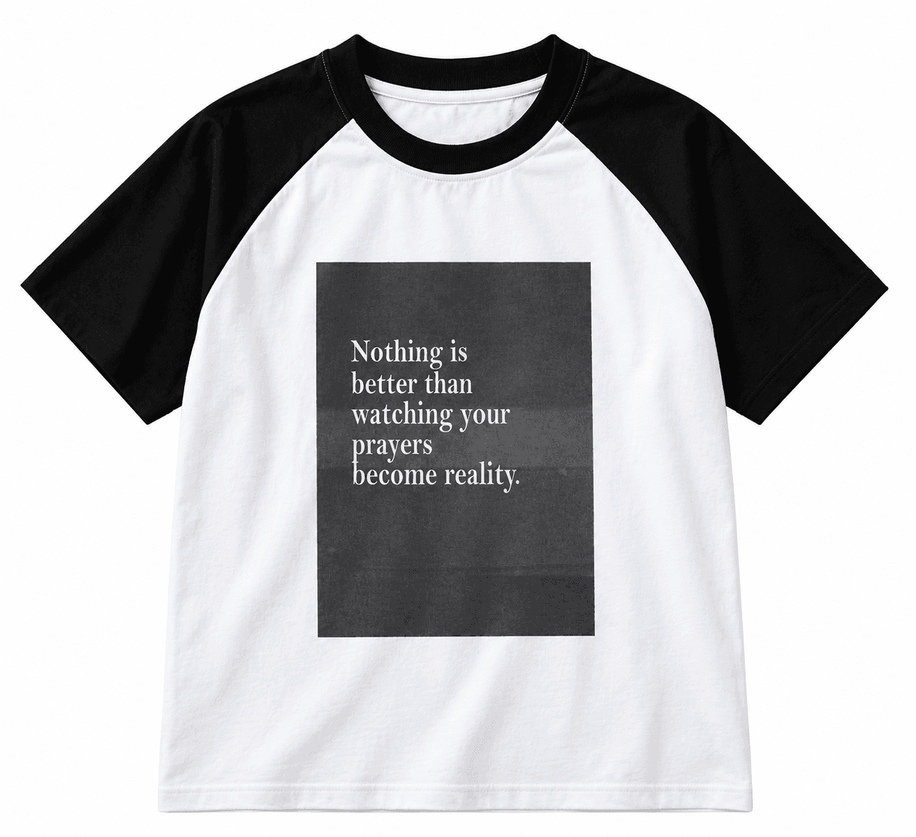 Front product view of the Design 06 raglan tee